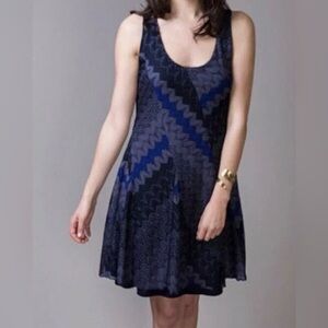Free People My One & Only Swing Mini Festival Tank Dress Blue Boho Rock Large